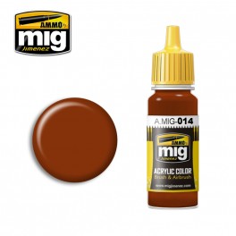 Ammo Mig 0014 (RAL8012) Rotbraun Acrylic Colour - Suitable for Brush and Airbrush Application - 17ml Bottle