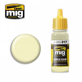 Ammo Mig 0017 (RAL9001) Cremeweiss Acrylic Colour - Suitable for Brush and Airbrush Application - 17ml Bottle