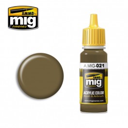 Ammo Mig 0021 7K Russian Tan Acrylic Colour - Suitable for Brush and Airbrush Application - 17ml Bottle