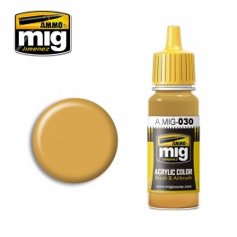 Ammo Mig 0030 Sand Yellow Acrylic Colour - Suitable for Brush and Airbrush Application - 17ml Bottle