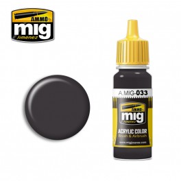 Ammo Mig 0033 Rubber and Tyres Acrylic Colour - Suitable for Brush and Airbrush Application - 17ml Bottle