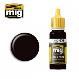 Ammo Mig 0035 Dark Tracks Acrylic Colour - Suitable for Brush and Airbrush Application - 17ml Bottle