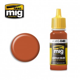 Ammo Mig 0040 Medium Rust Acrylic Colour - Suitable for Brush and Airbrush Application - 17ml Bottle