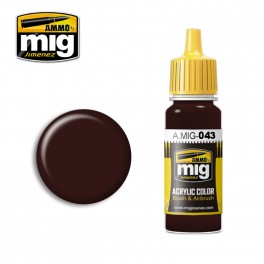 Ammo Mig 0043 Shadow Rust Acrylic Colour - Suitable for Brush and Airbrush Application - 17ml Bottle