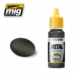 Ammo Mig 0045 Gun Metal Acrylic Colour - Suitable for Brush and Airbrush Application - 17ml Bottle