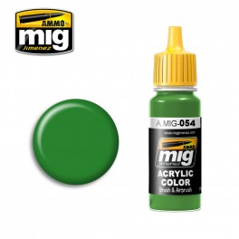 Ammo Mig 0054 Signal Green Acrylic Colour - Suitable for Brush and Airbrush Application - 17ml Bottle