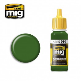 Ammo Mig 0060 Pale Green Acrylic Colour - Suitable for Brush and Airbrush Application - 17ml Bottle