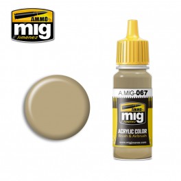 Ammo Mig 0067 Light  Sand Grey Acrylic Colour - Suitable for Brush and Airbrush Application - 17ml Bottle
