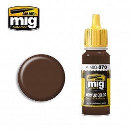 Ammo Mig 0070 (BS450) Medium Brown / Dark Earth Acrylic Colour - Suitable for Brush and Airbrush Application - 17ml Bottle