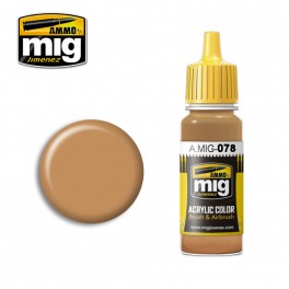 Ammo Mig 0078 Ochre Earth - Suitable for Brush and Airbrush Application - 17ml Bottle