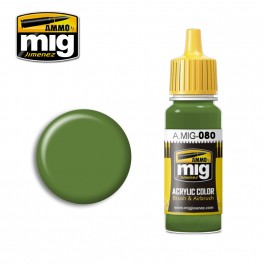 Ammo Mig 0080 Bright Green AMT-4 Acrylic Colour - Suitable for Brush and Airbrush Application - 17ml Bottle