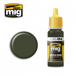 Ammo Mig 0084 NATO Green Acrylic Colour - Suitable for Brush and Airbrush Application - 17ml Bottle