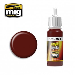 Ammo Mig 0093 Crystal Red Acrylic Crystal Colour - Suitable for Brush and Airbrush Application - 17ml Bottle