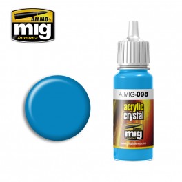 Ammo Mig 0098 Crystal Light Blue Colour - Suitable for Brush and Airbrush Application - 17ml Bottle