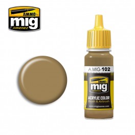 Ammo Mig 0102 Ochre Brown Acrylic Colour - Suitable for Brush and Airbrush Application - 17ml Bottle