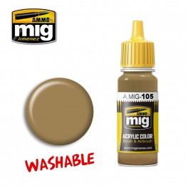 Ammo Mig 0105 (RAL8000) Washable Dust Acrylic Colour - Suitable for Brush and Airbrush Application - 17ml Bottle
