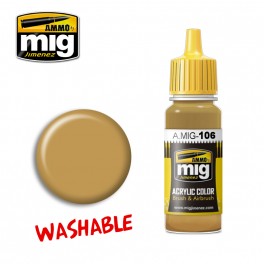 Ammo Mig 0106 (RAL8020) Washable Sand Acrylic Colour - Suitable for Brush and Airbrush Application - 17ml Bottle