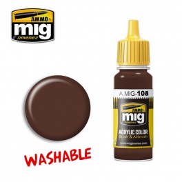 Ammo Mig 0108 Washable Mud Acrylic Colour - Suitable for Brush and Airbrush Application - 17ml Bottle