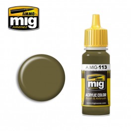 Ammo Mig 0113  Khaki Green No 3 (Brit 1939-42) Acrylic Colour - Suitable for Brush and Airbrush Application - 17ml Bottle