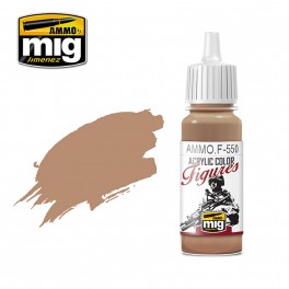 Ammo Mig 0117 (F-550) Warm Skin Tone Acrylic Paint for Figures - Suitable for Brush and Airbrush Application - 17ml Bottle
