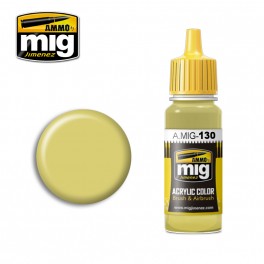 Ammo Mig 0130 Faded Yellow Colour Acrylic Paint - Suitable for Brush and Airbrush Application - 17ml Bottle