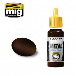 Ammo Mig 187 Jet Exhaust Burnt - Metal Acrylic Colour- Suitable for Brush and Airbrush Application - 17ml Bottle