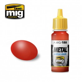 Ammo Mig 0188 Red - Metal Acrylic Colour- Suitable for Brush and Airbrush Application - 17ml Bottle
