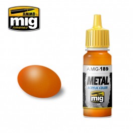 Ammo Mig 0189 Orange - Metal Acrylic Colour- Suitable for Brush and Airbrush Application - 17ml Bottle