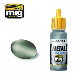 Ammo Mig 0191 Steel - Metal Acrylic Colour- Suitable for Brush and Airbrush Application - 17ml Bottle