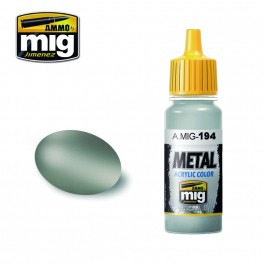 Ammo Mig 0194 Matt Aluminium - Metal Acrylic Colour- Suitable for Brush and Airbrush Application - 17ml Bottle
