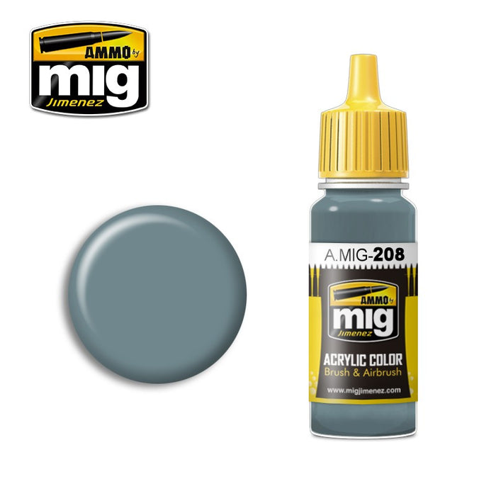 Ammo Mig 0208 (FS36320) Dark Compass Ghost Grey Acrylic Colour - Suitable for Brush and Airbrush Application - 17ml Bottle