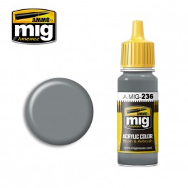 Ammo Mig 0236 (FS36293) Light Grey Acrylic Colour - Suitable for Brush and Airbrush Application - 17ml Bottle