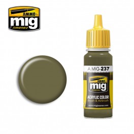 Ammo Mig 0237 (FS23070) Dark Olive Drab Acrylic Colour - Suitable for Brush and Airbrush Application - 17ml Bottle