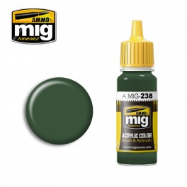 Ammo Mig 0238 (FS34092) Medium Green Acrylic Colour - Suitable for Brush and Airbrush Application - 17ml Bottle
