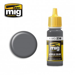 Ammo Mig 0239 (FS36122) Neutral Grey Acrylic Colour - Suitable for Brush and Airbrush Application - 17ml Bottle