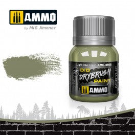 Ammo Mig 0608 Drybrush Acrylic Paint  - Light Olive Green - 40ml Jar