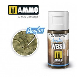 Ammo Mig 0700 Acrylic Wash - Brown Wash for Dark Yellow (F-324) - 15ml Bottle
