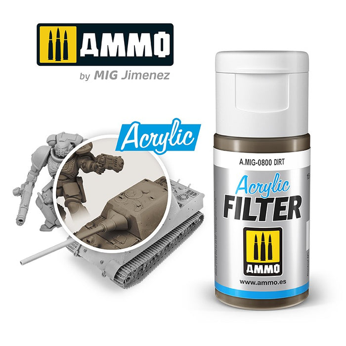 Ammo Mig 0800 Acrylic Filter - Dirt (F-323) - 15ml Bottle