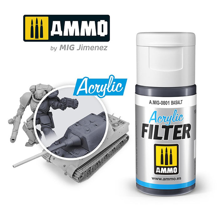 Ammo Mig 0801 Acrylic Filter - Basalt (F-322) - 15ml Bottle