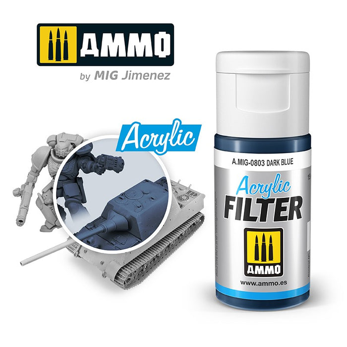 Ammo Mig 0803 Acrylic Filter - Dark Blue (F-323) - 15ml Bottle