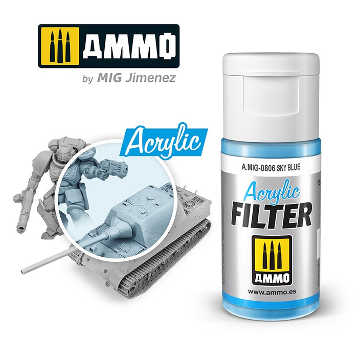 Ammo Mig 0806 Acrylic Filter - Sky Blue (F-323) - 15ml Bottle