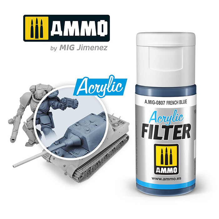 Ammo Mig 0807 Acrylic Filter - French Blue (F-323) - 15ml Bottle