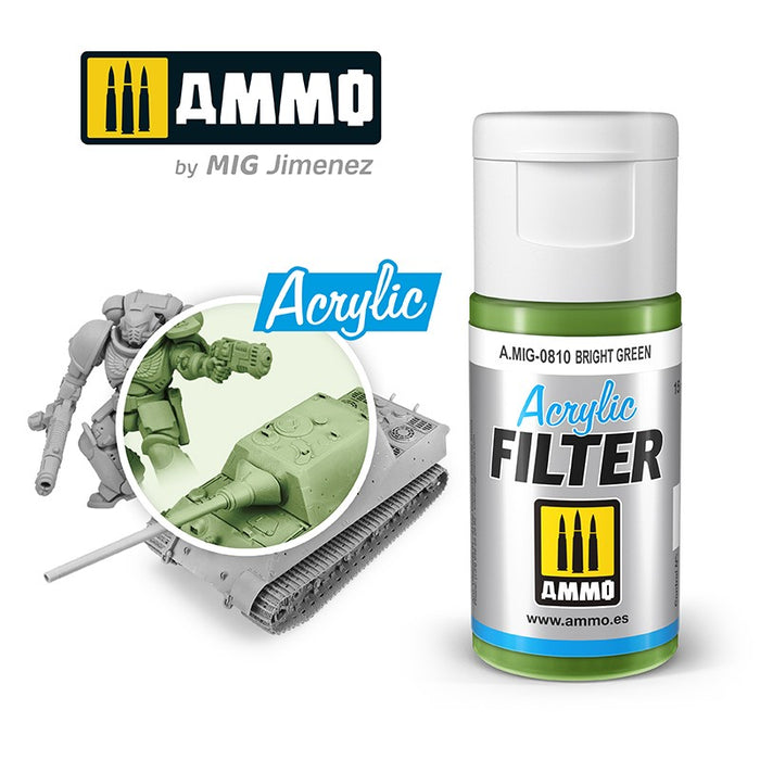 Ammo Mig 0810 Acrylic Filter - Bright Green (F-323) - 15ml Bottle