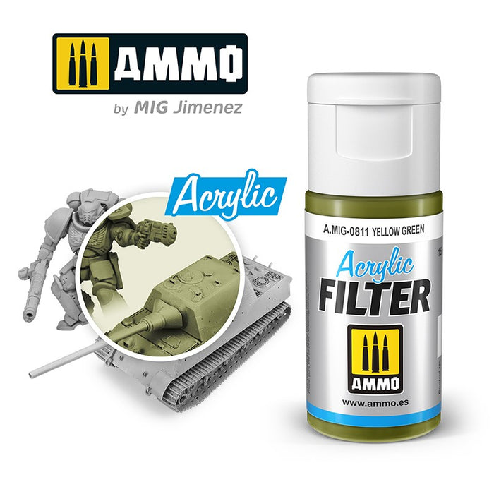 Ammo Mig 0811 Acrylic Filter - Yellow Green Filter (F-323) - 15ml Bottle
