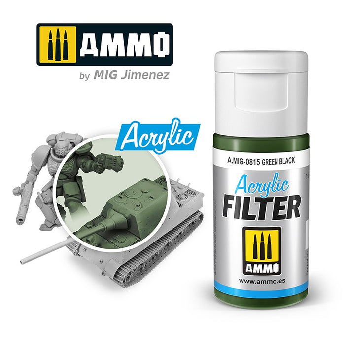 Ammo Mig 0815 Acrylic Filter - Green Black (F-322) - 15ml Bottle