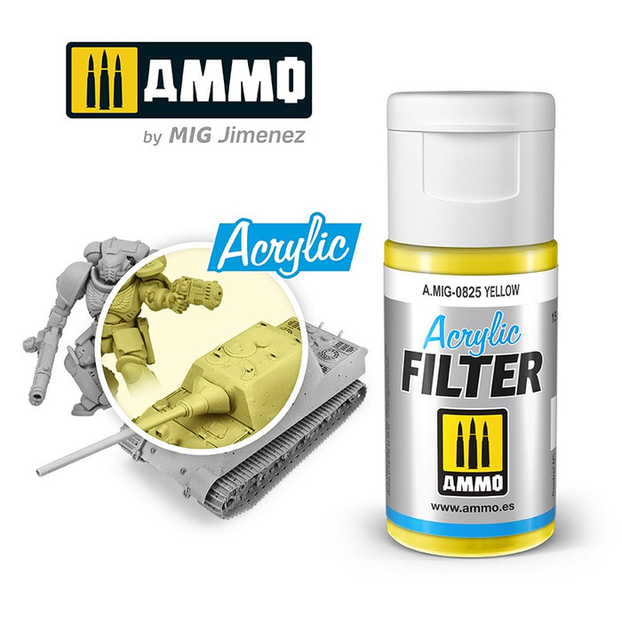 Ammo Mig 0825 Acrylic Filter - Yellow (F-322) - 15ml Bottle