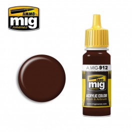 Ammo Mig 0912 Red Brown Shadow Acrylic Colour - Suitable for Brush and Airbrush Application - 17ml Bottle