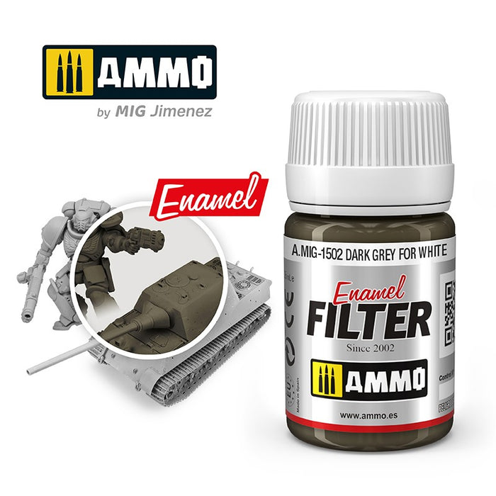 Ammo Mig 1502 Filter - Dark Grey for White - 35ml Jar