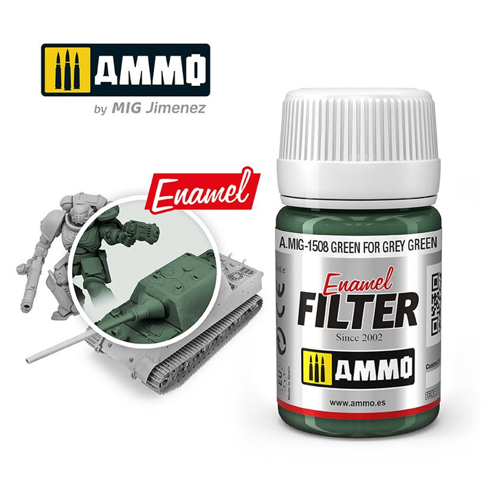 Ammo Mig 1508 Filter - Green  for Grey Green - 35ml Jar