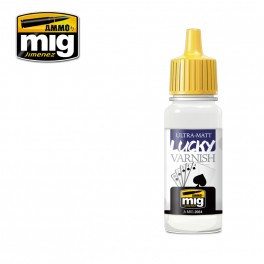 Ammo Mig 2054 Ultra Matt Lucky Varnish (Professional) - Suitable for Brush and Airbrush Application - 17ml Bottle